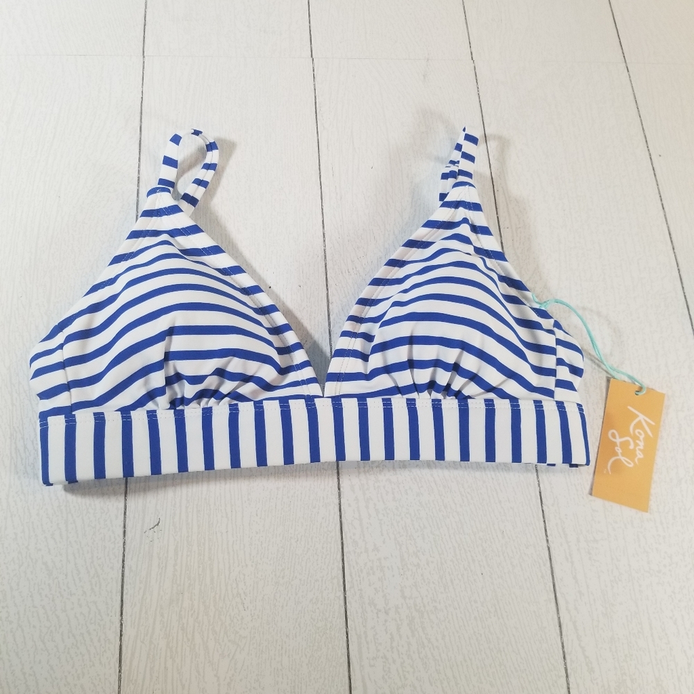 Kona Sol Bikini Top Spagetti Strap Blue Stripe